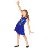 Blauwe glitter disco jurk voor meiden