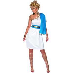 Sexy wit en blauw Romeins kostuum voor vrouwen