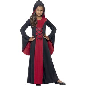 Zwart met rood tovenares kostuum voor meisjes