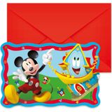 6 kartonnen uitnodigingen Mickey Mouse