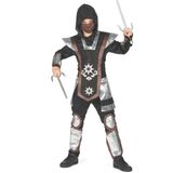 Zwart en zilverkleurig shuriken ninja kostuum voor kinderen