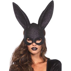 Zwart glitter konijnenmasker voor volwassenen