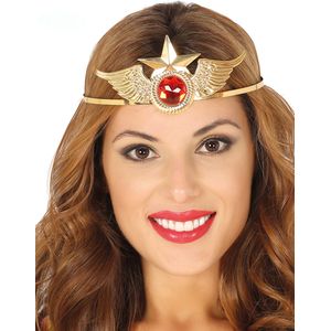 Metalen goudkleurige superheldin haarband voor vrouwen
