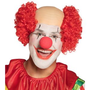 Rode kale hoofd clown pruik voor volwassenen