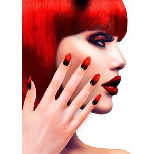 Zwarte en rode nep nagels voor vrouwen