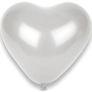 10 witte ballonnen in de vorm van een hart