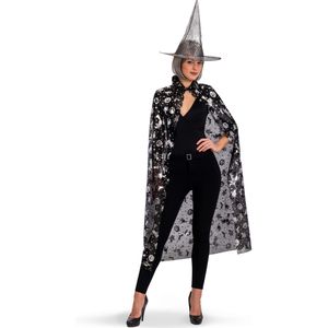 Zwarte en zilverkleurige heksen set voor vrouwen