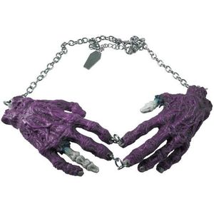 Paarse gothic zombie handen halsketting