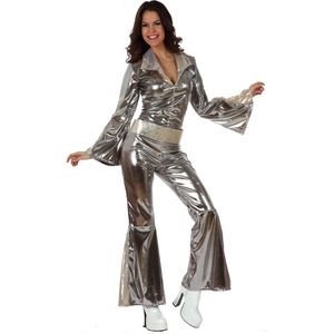 Glinsterend zilverkleurige disco outfit voor vrouwen