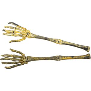 2 Plastic skeletarmen verouderd goud 31 cm
