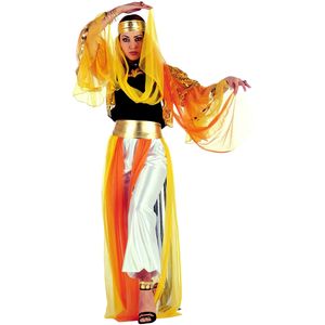 Gele en oranje outfit van een oosterse danseres voor vrouwen