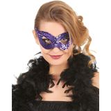 Venetiaans masker met paarse lovertjes voor volwassenen