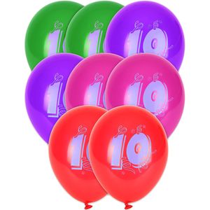 Set van 8 ballonnen met cijfer 10