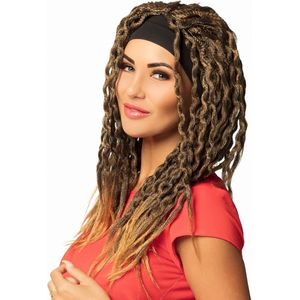 Kastanjebruine rastapruik met haarband voor vrouwen