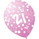 6 roze parel ballonnen met leeftijd