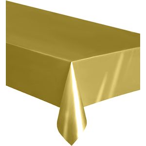 Rechthoekig plastic gouden tafelkleed 137 x 274 cm