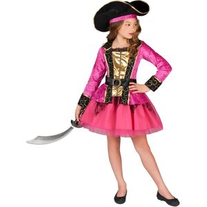 Roze en goudkleurig piraten kostuum voor meisjes
