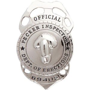 Zilverkleurige penis politie badge