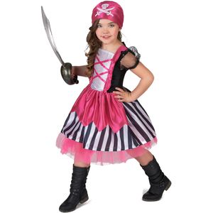 Roze doodskop piraten kostuum voor meisjes
