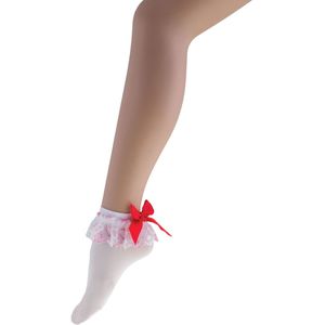 Korte witte sokken met rode strik voor vrouwen