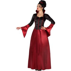 Rood en zwart Halloween kostuum van vampier voor dames