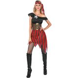 Gestreept piraten kostuum met doodskop voor dames