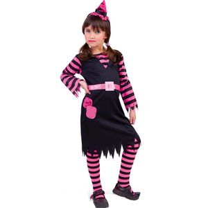 Zwarte en roze heksen outfit voor meisjes