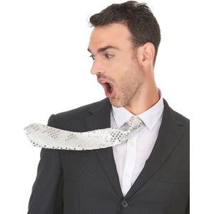 Witte stropdas met lovertjes voor volwassenen