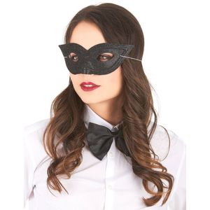 Zwart Venetiaans masker met glitters voor volwassenen