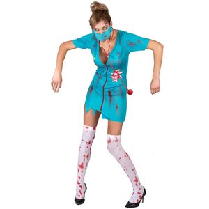 Blauw zombie verpleegster kostuum
