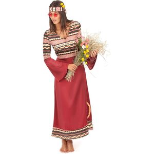 Bordeaux rood hippie kostuum voor vrouwen
