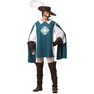 Blauw klassiek musketier kostuum voor heren