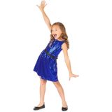 Blauwe glitter disco jurk voor meiden