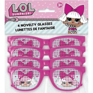 4 roze Lol Surprise brillen met stippen