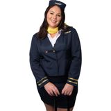 Blauwe stewardess vermomming in grote maat voor vrouwen