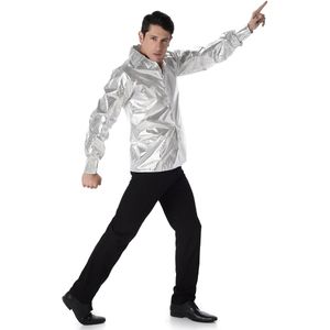 Zilverkleurig disco shirt voor volwassenen