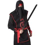 Zwart ninja pak met rode draak voor mannen