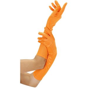 Lange fluo-oranje handschoenen