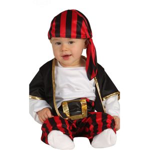 Zwarte en rode piraten rover outfit voor baby's