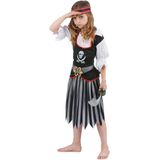 Zwart en grijs gestreept piratenkostuum voor meisjes