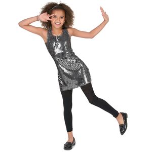 Zilverkleurig disco kostuum voor meisjes