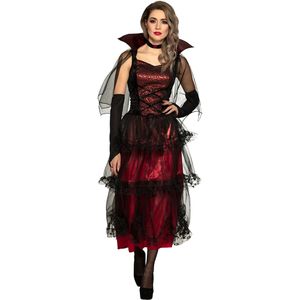 Rood en zwart elegant vampier kostuum voor vrouwen