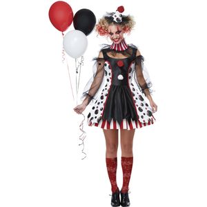Psycho clown outfit met stippen voor dames