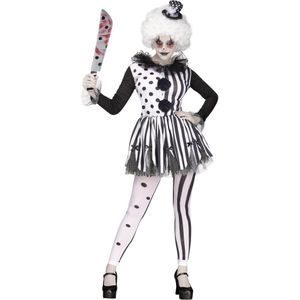 Wit en zwart killer clown kostuum voor dames