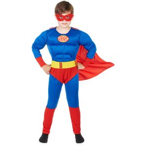 Rood met blauw superhelden kostuum voor jongens