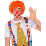 Oranje afro clownspruik voor volwassenen