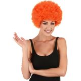 Oranje afro clownspruik voor volwassenen