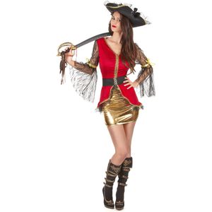 Goudkleurig sexy piraten kostuum voor dames