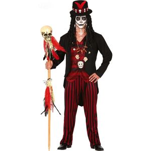Rood en zwart voodoo priester kostuum voor mannen