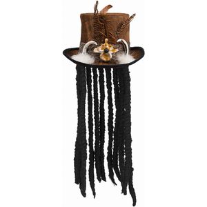 Voodoo hoed met haren voor volwassenen